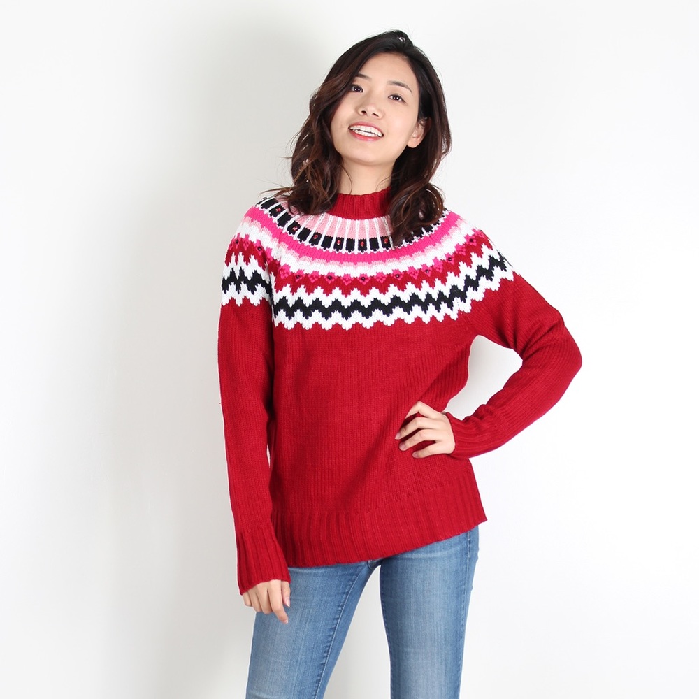 NWT, Red & White Geometric Embellished Sweater